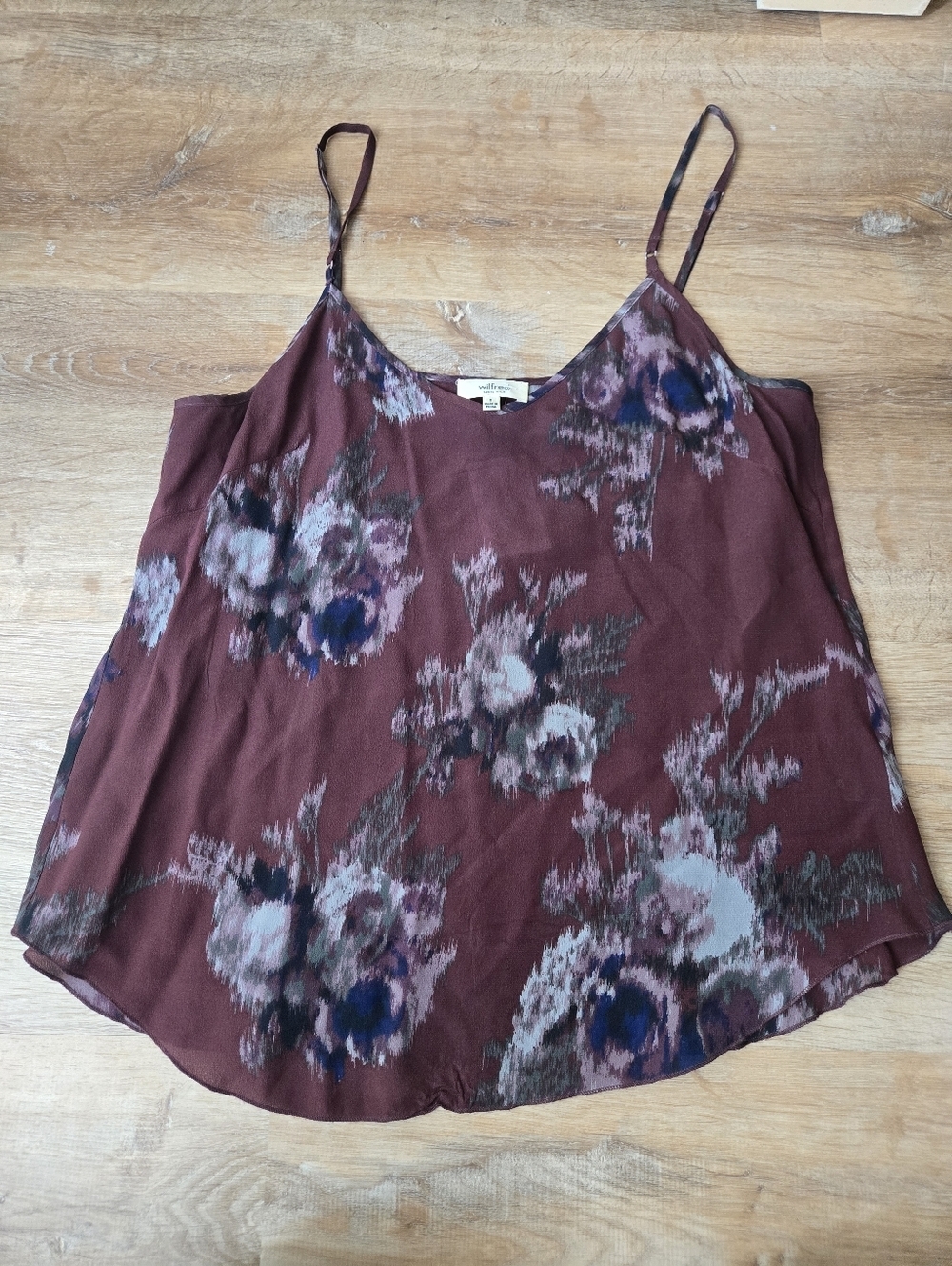 Aritzia Wilfred Minou 100% Silk Floral Cami Top Sz S